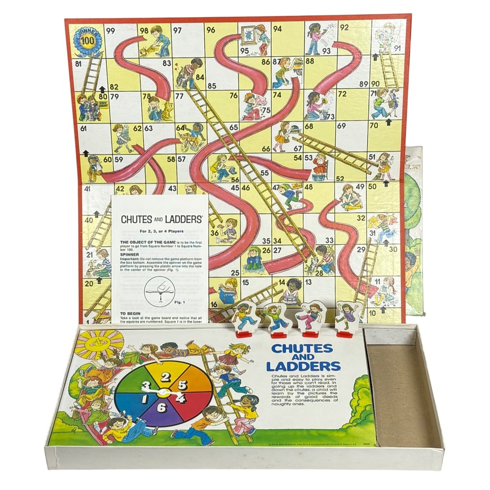 Vintage 1979 Chutes and Ladders Board Game Milton Bradley 4555 Complete 70s Toy